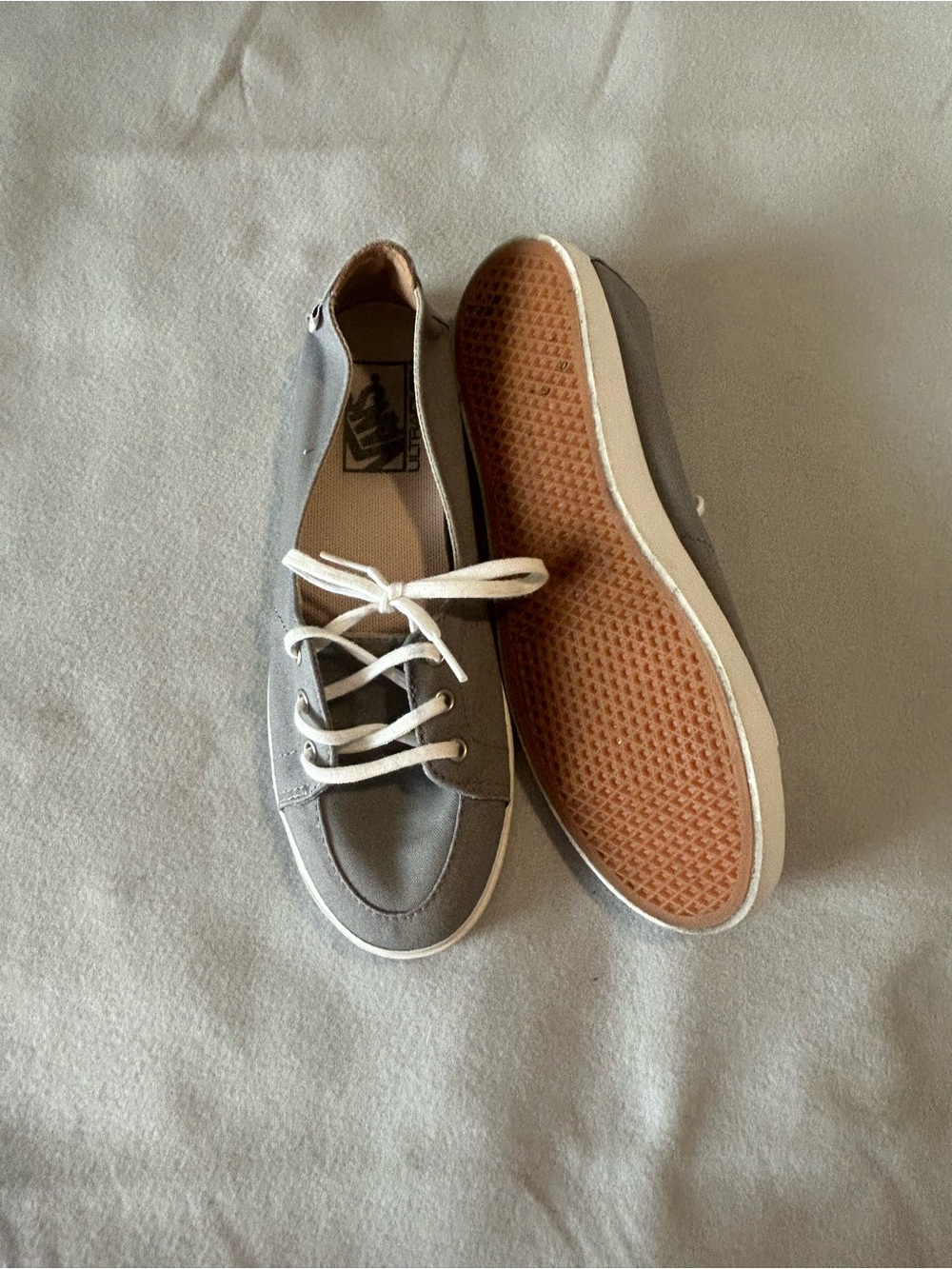 Vans Women's Gray Canvas Sneakers with White Laces